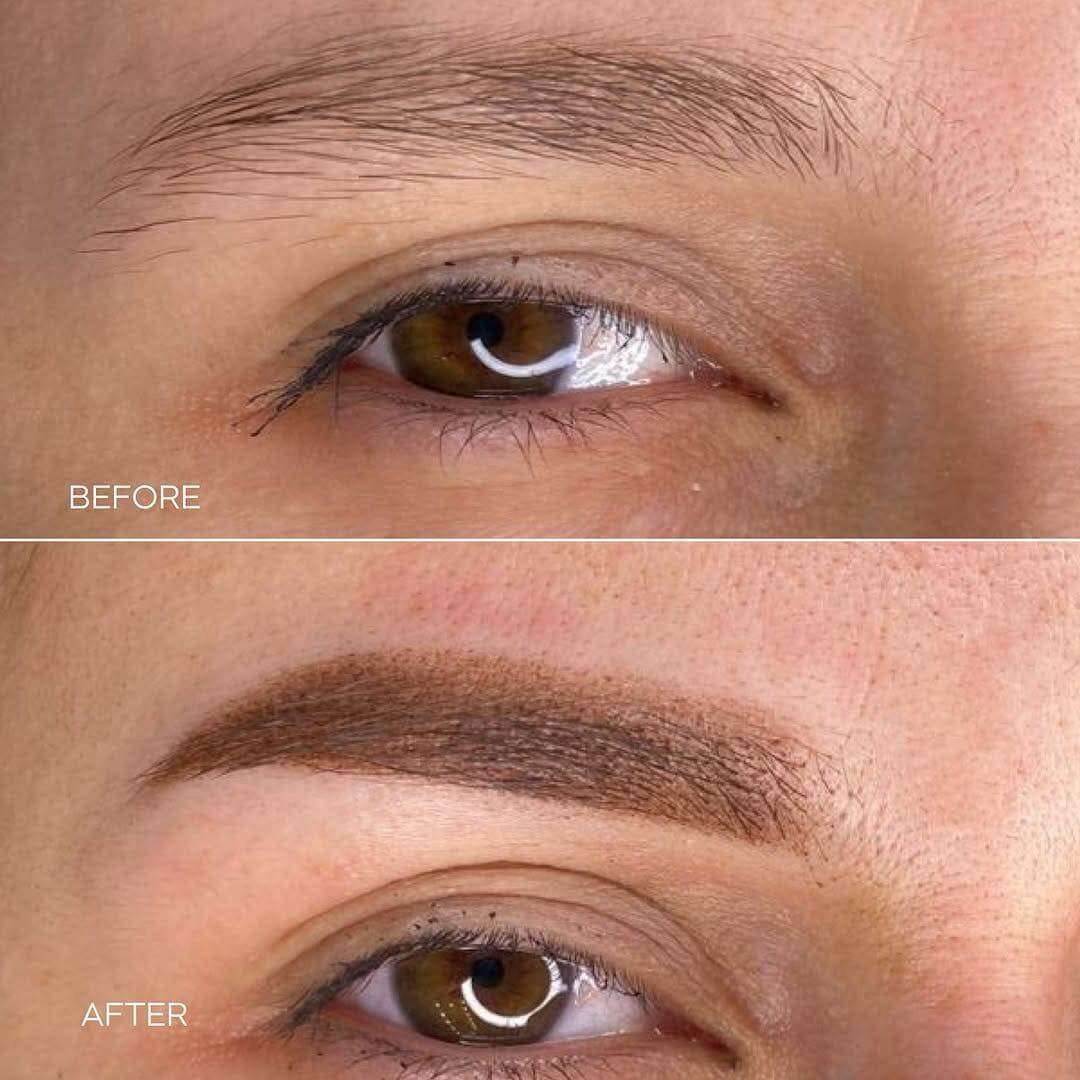 Before and after semi-permanent brows at Helena Aesthetics Middlesbrough