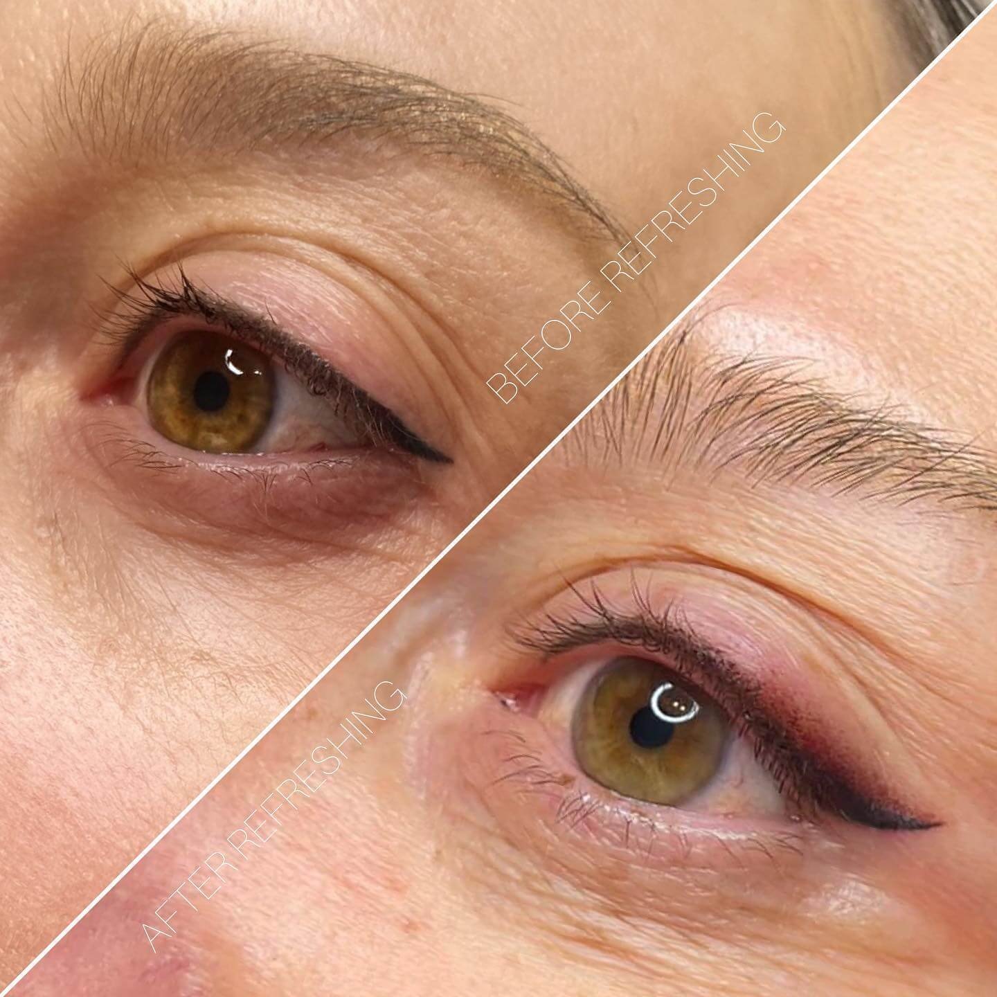 Before and after semi-permanent eyeliner at Helena Aesthetics Middlesbrough